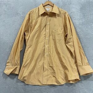 Paul Fredrick Shirt Mens 17.5 36 Cotton Broadcloth Striped French Cuff Preppy